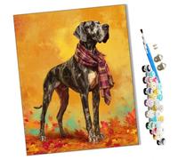 Paint by Numbers Kits for Adults Gentleman Dog Under The Warm Autumn Sun Kits for Beginner Acrylic Oil Hand Painting Kits for Home Decor Without Frame 16X20inch-frameless