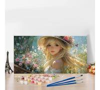 Paint by Numbers Kits for Adults Girl Paint by Numbers Kits on Colored Canvas, Without Frame DIY Craft Art Oil Painting Garden Acrylic Pigment Paintwork Kit Home Decor, Gifts for Women 30x60cm G8-505