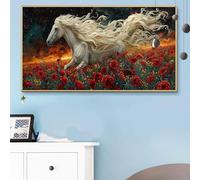 Paint by Numbers Kits for Adults Horse Paint by Numbers Kits on Colored Canvas, Craft Art White Oil Painting Easy Arts and Crafts for Adults Christmas Decorations, Room Decor, Gifts 12x24 Inch Q6-164