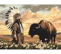 Paint by Numbers Kits for Adults Indians Paint by Numbers ox Painting by Numbers Kits on Canvas,Craft Art Painting Acrylic Drawing Paintwork for Home Wall Decor, Women Gifts 40x50cm Frameless