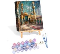 Paint by Numbers Kits for Adults Islamic Holy Sites, Scene Paint by Numbers Kit for Children Canvas with Paint Brushes Acrylic Pigment Drawing for Gifts Home Wall Decor 12x16in (Without Frame) P-463