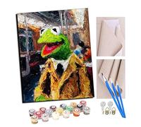 Paint by Numbers Kits for Adults Kermit in The Subway with Brushes and Acrylic Pigment DIY Digital Canvas Painting for Adults Beginner-16X20 Inch with Frame