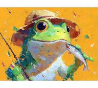 Paint by Numbers Kits for Adults & Kids, DIY Abstract Frog Acrylic Oil Painting Set on Canvas with Brushes, Easy Relaxing Art Craft for Beginners, Home Wall Decor, Stress Relief Hobby 16x24inch A124