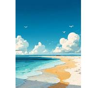 Paint by Numbers Kits for Adults & Kids, DIY Blue Beach Acrylic Oil Painting Set on Canvas with Brushes, Easy Relaxing Art Craft Gift for Beginners, Home Wall Decor, Stress Relief Hobby 28x36inch A524