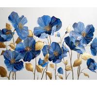 Paint by Numbers Kits for Adults & Kids, DIY Blue Flower Acrylic Oil Painting Set on Canvas with Brushes, Easy Relaxing Art Craft Gift for Beginners, Home Wall Decor, Stress Relief Hobby 8x12inch A527