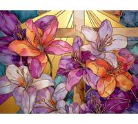 Paint by Numbers Kits for Adults & Kids, DIY Cross Lily Flower Acrylic Oil Painting Set on Canvas with Brushes, Easy Relaxing Art Craft for Beginners, Home Wall Decor Stress Relief Hobby 8x12inch A859