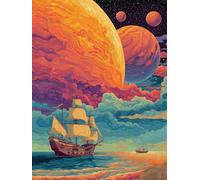 Paint by Numbers Kits for Adults & Kids, DIY Fantasy Ship Acrylic Oil Painting Set on Canvas with Brushes, Easy Relaxing Art Craft for Beginners, Home Wall Decor, Stress Relief Hobby 16x20inch A395
