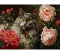 Paint by Numbers Kits for Adults & Kids, DIY Flower Cat Acrylic Oil Painting Set on Canvas with Brushes, Easy Relaxing Art Craft Gift for Beginners, Home Wall Decor, Stress Relief Hobby 16x20inch A359