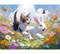 Paint by Numbers Kits for Adults & Kids, DIY Flower Rabbit Acrylic Oil Painting Set on Canvas with Brushes, Easy Relaxing Art Craft for Beginners, Home Wall Decor, Stress Relief Hobby 24x32inch A383