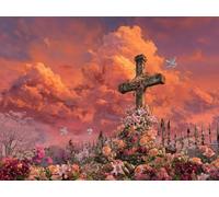 Paint by Numbers Kits for Adults & Kids, DIY The Cross Dove Acrylic Oil Painting Set on Canvas with Brushes, Easy Relaxing Art Craft for Beginners, Home Wall Decor, Stress Relief Hobby 12x16inch A860