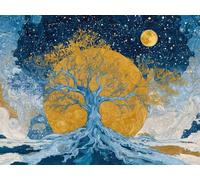 Paint by Numbers Kits for Adults & Kids, DIY Tree Starry Sky Acrylic Oil Painting Set on Canvas with Brushes, Easy Relaxing Art Craft for Beginners, Home Wall Decor, Stress Relief Hobby 24x32inch A879