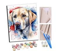 Paint by Numbers Kits for Adults Labrador retriever American flag colorful watercolor (2) with Brushes and Acrylic Pigment Diy Digital Canvas Painting for Adults Beginner-16X20 Inch With Frame