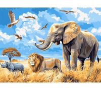 Paint by Numbers Kits for Adults Lion Paint by Numbers Rhino Painting by Numbers Kits on Canvas,Craft Art Painting Acrylic Drawing Paintwork for Home Wall Decor, Women Gifts 40x50cm Frameless