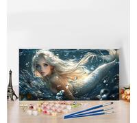 Paint by Numbers Kits for Adults Mermaid Paint by Numbers Kits on Colored Canvas, Without Frame DIY Craft Art Oil Painting Cute Acrylic Pigment Paintwork Kit for Home Decor,Women Gifts 90 x 180 G8-565