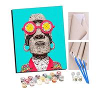 Paint by Numbers Kits for Adults Moai New Trend with Brushes and Acrylic Pigment DIY Digital Canvas Painting for Adults Beginner-16X20 Inch with Frame