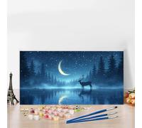 Paint by Numbers Kits for Adults Moon Paint by Numbers Kits on Colored Canvas,Without Frame DIY Craft Art Oil Painting Deer Acrylic Pigment Paintwork Kit for Home Decor,Gifts for Women 70 x 140 G8-523