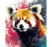 Paint by Numbers Kits for Adults,Oil Painting Kits for Beginners On Clear Symbols Colored Canvas,Easy DIY Acrylic Pigment Drawing Gift,40x50cm，Colorful Watercolor Cute Raccoon,Frameless