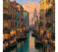 Paint by Numbers Kits for Adults, Painting by Number Kits for Kids or Beginner On Canvas, DIY Color Oil Painting Acrylic Paints, Gifts Home Decor 50x50cm, Without Frame The Water City Of Venice WJY821