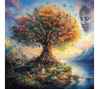 Paint by Numbers Kits for Adults, Painting by Number Kits for Kids or Beginner On Canvas, DIY Color Oil Painting Acrylic Paints, Gifts Home Decor 50x50cm, Without Frame Abstract Tree of Life WJY-785