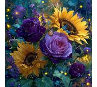 Paint by Numbers Kits for Adults, Painting by Number Kits for Kids or Beginner On Canvas, DIY Color Oil Painting Acrylic Paints, Gifts Home Decor 25x25cm, Without Frame Sunflowers and Roses WJY-859