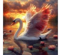 Paint by Numbers Kits for Adults, Painting by Number Kits for Kids or Beginner On Canvas, DIY Color Oil Painting Acrylic Paints, Gifts Home Wall Decor 80x80cm, Without Frame Swan Flower WJY-832