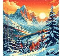 Paint by Numbers Kits for Adults, Painting by Number Kits for Kids or Beginner On Canvas, DIY Color Oil Painting Acrylic Paints, Gifts Decor 50x50cm, Without Frame Sunrise Over Snow Mountain WJY-909