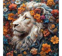 Paint by Numbers Kits for Adults, Painting by Number Kits for Kids or Beginner On Canvas, DIY Color Oil Painting Acrylic Paints, Gifts Home Wall Decor 50x50cm, Without Frame Lion Flower Bushes WJY-789