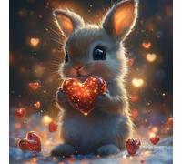 Paint by Numbers Kits for Adults, Painting by Number Kits for Kids or Beginner On Canvas, DIY Color Oil Painting Acrylic Paints, Gifts Home Wall Decor 60x60cm, Without Frame Love Rabbit WJY-10