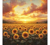 Paint by Numbers Kits for Adults, Painting by Number Kits for Kids or Beginner On Canvas, DIY Color Oil Painting Acrylic Paints, Gifts Home Decor 100x100cm, Without Frame Sunflower Flower Sea WJY-856