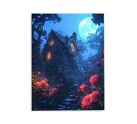 Paint by Numbers Kits for Adults, Painting by Number Kits On Canvas, DIY Color Oil Painting Acrylic Paints, with Brushe, for Home Wall Decor 30x40cm/12x16inch, Without Frame (Night View Cabin) E-1009