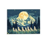 Paint by Numbers Kits for Adults, Painting by Number Kits On Canvas, DIY Color Oil Painting Acrylic Paints, with Brushe, for Home Wall Decor Gifts 50x70cm/20x28inch, Without Frame (Moon Wolf) E-1060