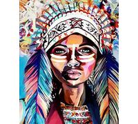Paint by Numbers Kits for Adults,Painting by Number Kits On Canvas,DIY Color Oil Painting Acrylic Paints,Home Wall Decor 16x20in/40x50cm，Colorful Indian Lady,Frameless