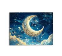 Paint by Numbers Kits for Adults, Painting by Number Kits On Canvas, DIY Color Oil Painting Acrylic Paints, with Brushe, for Home Wall Decoration Gifts 50x70cm/20x28inch, Without Frame (Moon) E-1052