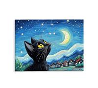 Paint by Numbers Kits for Adults, Painting by Number Kits On Canvas, DIY Color Oil Painting Acrylic Paints, with Brushe, for Home Wall Decor Gifts 50x70cm/20x28in, Without Frame (Starry Sky Cat) E-976