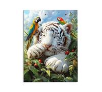 Paint by Numbers Kits for Adults, Painting by Number Kits On Canvas, DIY Color Oil Painting Acrylic Paints, with Brushe, for Home Wall Decor Gifts 50x70cm/20x28inch, Without Frame (Parrot Tiger) E1036