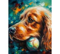 Paint by Numbers Kits for Adults,Painting by Number Kits On Canvas,DIY Color Oil Painting Acrylic Paints,Home Wall Decor 16x20in/40x50cm，Cute Cocker Spaniel Dog and Tennis Ball,Frameless
