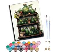 Paint by Numbers Kits for Adults,Painting by Number Kits On Canvas,DIY Oil Painting Acrylic Paints,Home Wall Decor 16x20in/40x50cm，Old Glass Bottle Plant Magic Bottle Bookcase,Frameless