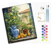 Paint by Numbers Kits for Adults,Painting by Number Kits On Canvas,DIY Oil Painting Acrylic Paints,Home Wall Decor 16x20in/40x50cm，Celadon and Citrus by The Window,with Frame