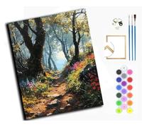 Paint by Numbers Kits for Adults,Painting by Number Kits On Canvas,DIY Oil Painting Acrylic Paints,Home Wall Decor 16x20in/40x50cm，Flower Path in The Forest,with Frame