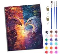 Paint by Numbers Kits for Adults Painting by Number Kits On Canvas Duel Between Two Eagles DIY Color Oil Painting Acrylic Paints Home Wall Decor 16x20 inch/40×50 CM with Frame