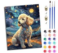 Paint by Numbers Kits for Adults Painting by Number Kits On Canvas Moonlight Poodle DIY Color Oil Painting Acrylic Paints Home Wall Decor 16x20 inch/40×50 CM with Frame