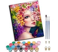 Paint by Numbers Kits for Adults,Painting by Number On Canvas,DIY Oil Paintings Acrylic Paints,Home Wall Decor 16x20in/40x50cm,Natural Goddess Girl elf,Frameless
