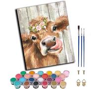 Paint by Numbers Kits for Adults,Painting by Number On Canvas,DIY Oil Paintings Acrylic Paints,Home Wall Decor 16x20in/40x50cm,Highland Cow Flower Cow,Frameless