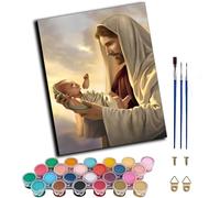 Paint by Numbers Kits for Adults,Painting by Number On Canvas,DIY Oil Paintings Acrylic Paints,Home Wall Decor 16x20in/40x50cm，Jesus Holding a Child,Frameless