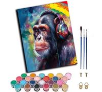 Paint by Numbers Kits for Adults,Painting by Number On Canvas,DIY Oil Paintings Acrylic Paints,Home Wall Decor 16x20in/40x50cm,Musical Monkey Chimpanzee,Frameless