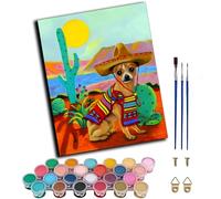 Paint by Numbers Kits for Adults,Painting by Number On Canvas,DIY Oil Paintings Acrylic Paints,Home Wall Decor 16x20in/40x50cm,Western Cowboy Chihuahua Dog,Frameless