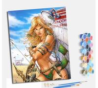 Paint by Numbers Kits for Adults Painting Kits for Beginners On Clear Symbols Colored Canvas Acrylic Pigment Drawing Paintwork for Home Wall Decor 16x20in With frameSexy beauties taking a bath