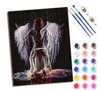 Paint by Numbers Kits for Adults Painting Kits for Beginners On Clear Symbols Colored Canvas Angel's back in the rain Easy DIY Acrylic Pigment Drawing Paintwork for Home Wall Decor 16x20in Frameless