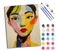 Paint by Numbers Kits for Adults Painting Kits for Beginners On Clear Symbols Colored Canvas Asian Beauty Portrait Easy DIY Acrylic Pigment Drawing Paintwork for Home Wall Decor with Frame