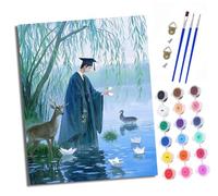 Paint by Numbers Kits for Adults Painting Kits for Beginners On Clear Symbols Colored Canvas Bachelor's gown by the water Easy DIY Acrylic Pigment Drawing Paintwork for Home Wall Decor Frameless